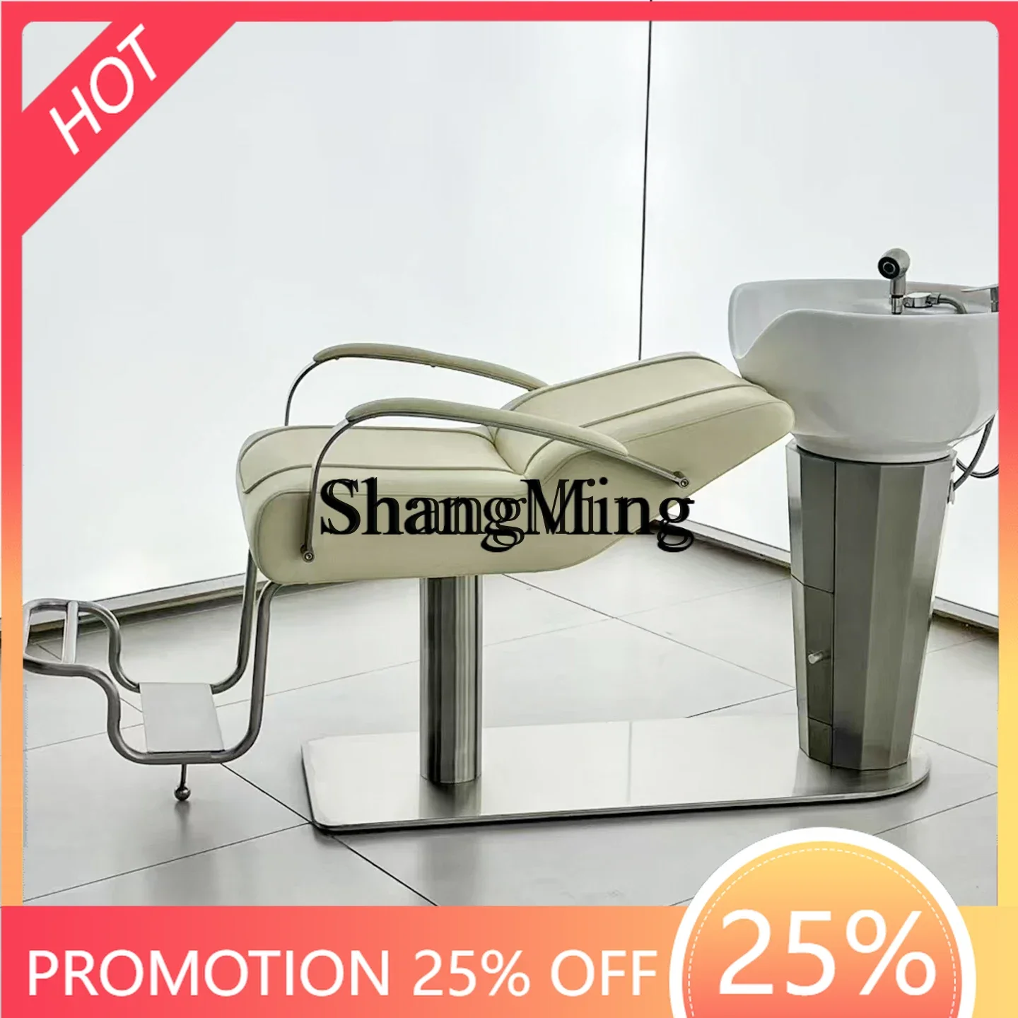 FG bellissimo lavabo da barbiere in ceramica shampoo letto per risciacquo lettino per shampoo di fascia alta speciale parrucchiere in acciaio inossidabile