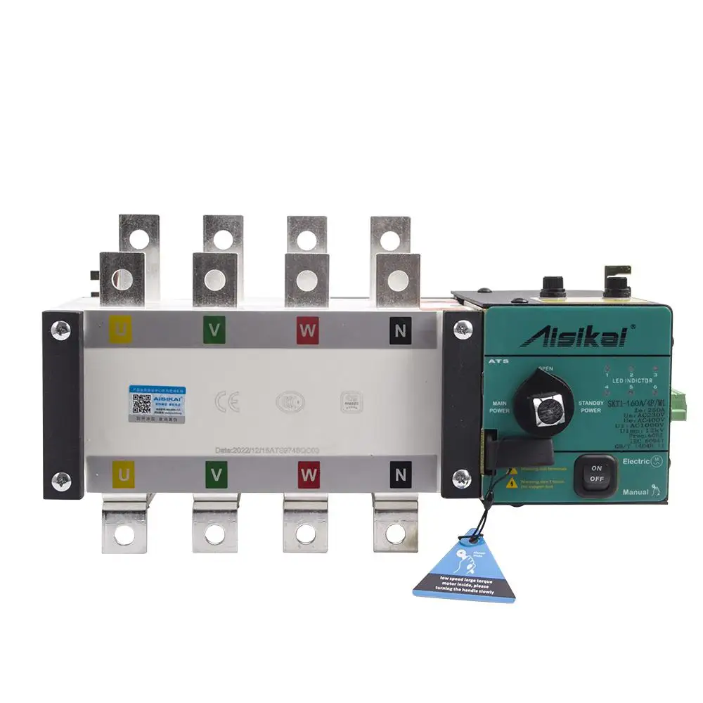 Aisikai 4P 160A ATS Dual Power Automatic Transfer Switch Diesel Generator Parts Control Board Circuit Breaker Single/Three Phase