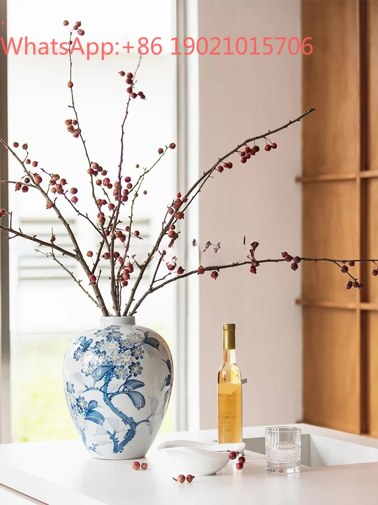 LXY New Chinese-style big-bellied Nafu vase ornament, home ceramic flower decoration