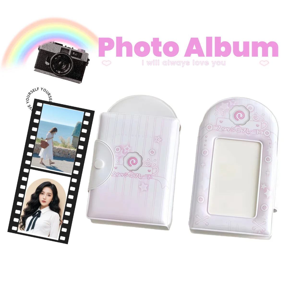 Fotokartenhalter-Ordner, 3-Zoll-Fotoalbum mit 32 Taschen, Kleine Fotokartensammlung, Fotokartenhalter