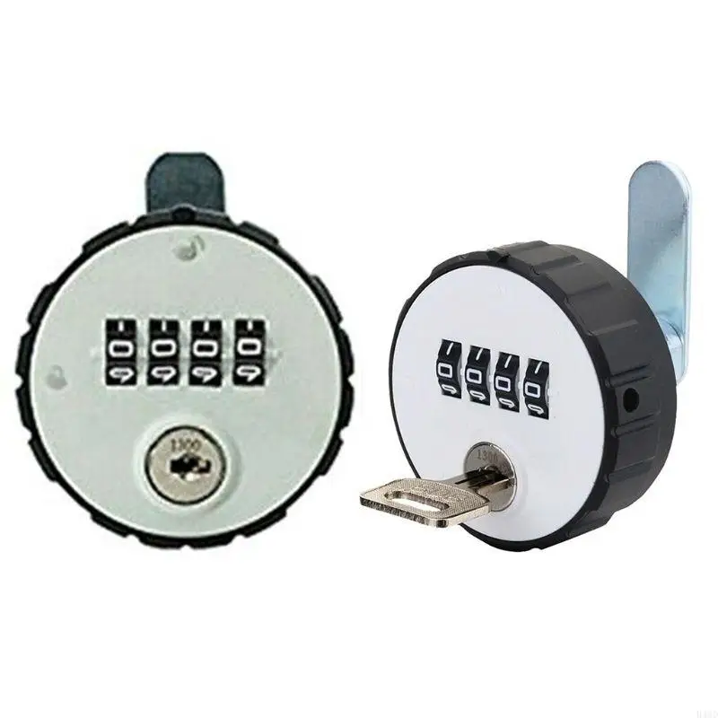 

B46D 4 Digital Round Padlock Combination Cabinet Lock with for Key Reset Securit