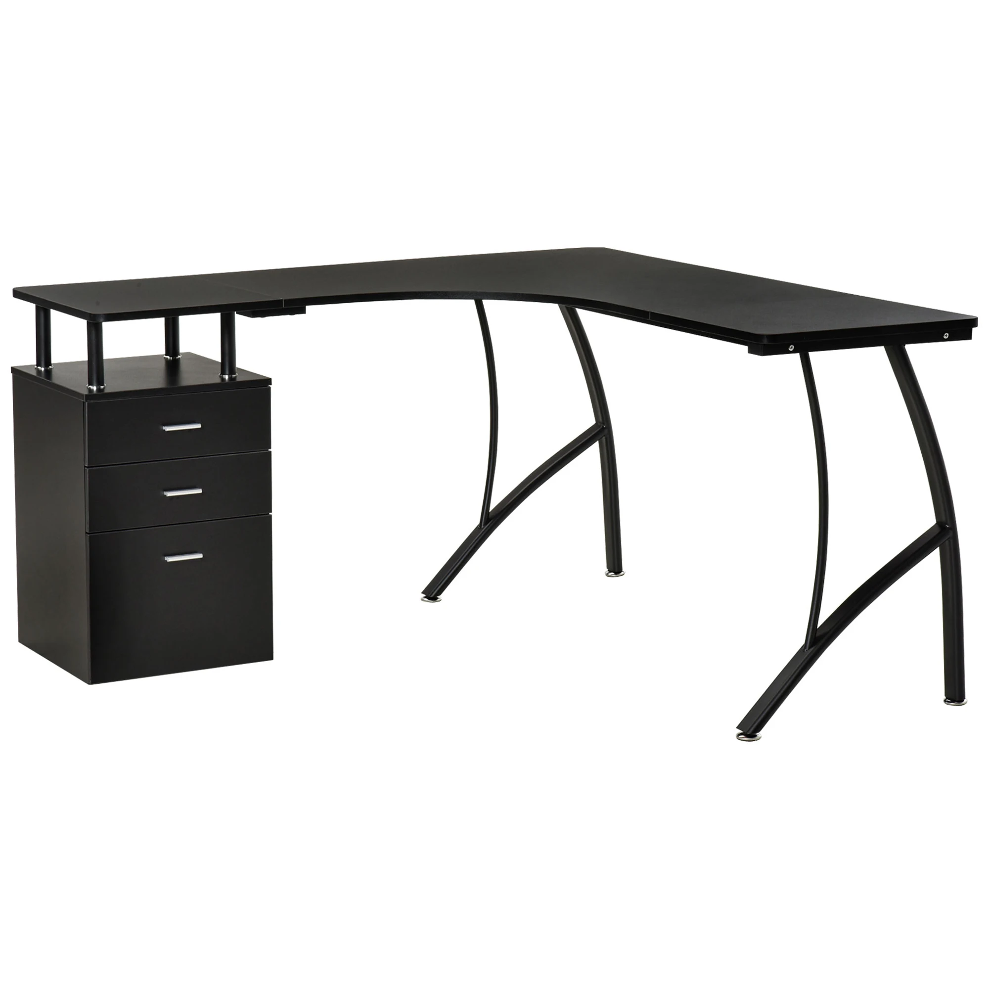 HOMCOM desk corner modern L-shaped table 3 drawers for office