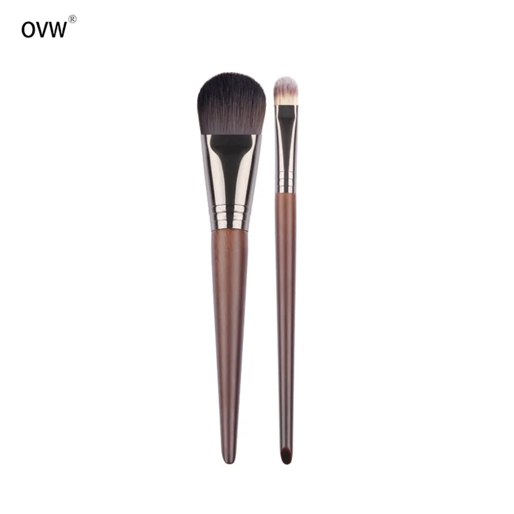 OVW 2pcs  Makeup Brush Set Cosmetic Synthetic Hair  Wood Handle Foundation Brush Concealer Beauty Tools