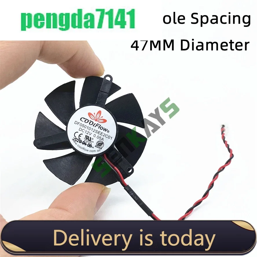 Ultra Silencioso VGA Fan Blade, espaçamento do furo, alta qualidade, 45mm, 47mm de diâmetro, 39mm, 12V, 2Pin