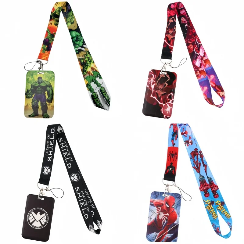 Disney Anime Marvel PVC Card Set Student Campus Cartoon Neck Bag Card Set Hanging Rope ID Card Set Keychain