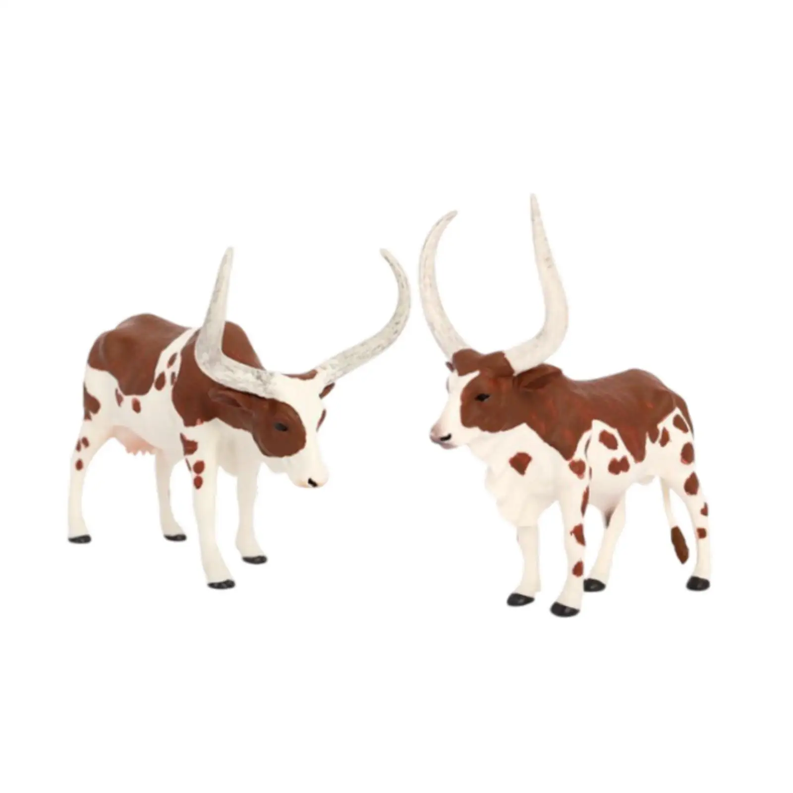 2x Educational Animal Model Bull Cow Figure Preschool Small Animal Figurines