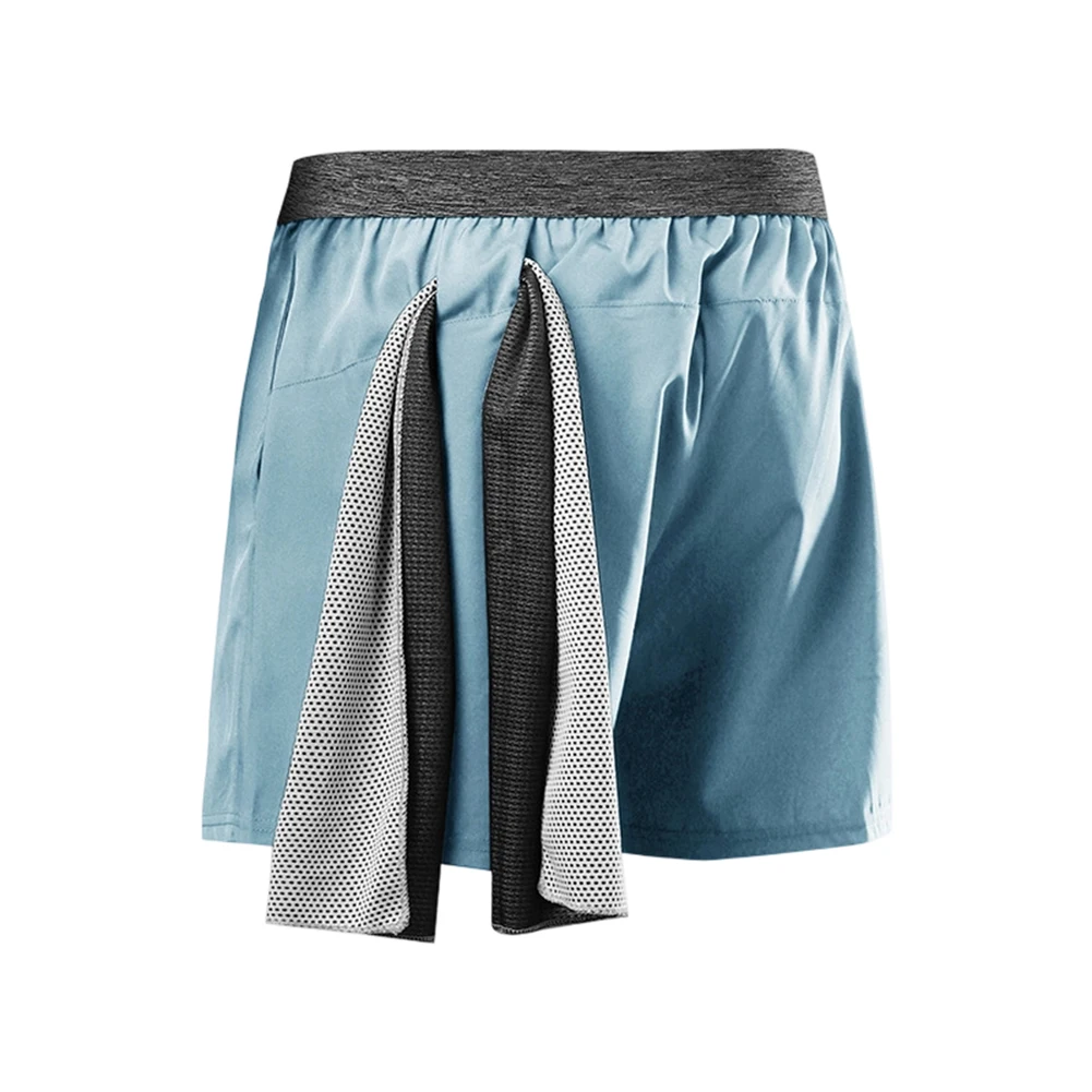 Men's Running Gym Shorts Quick-Dry Polyester Lightweight Fabric with Symmetrical Slanted Pockets and Towel Loop