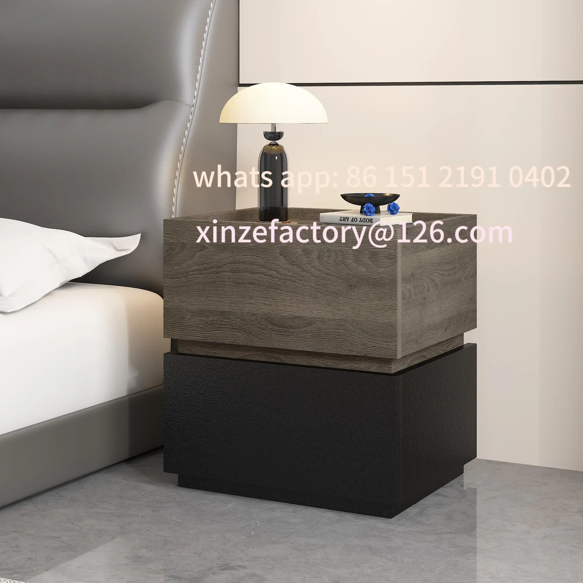 

Customizable Nordic bedside table modern simple bedroom creative combination locker bed and breakfast wood light luxury high-end