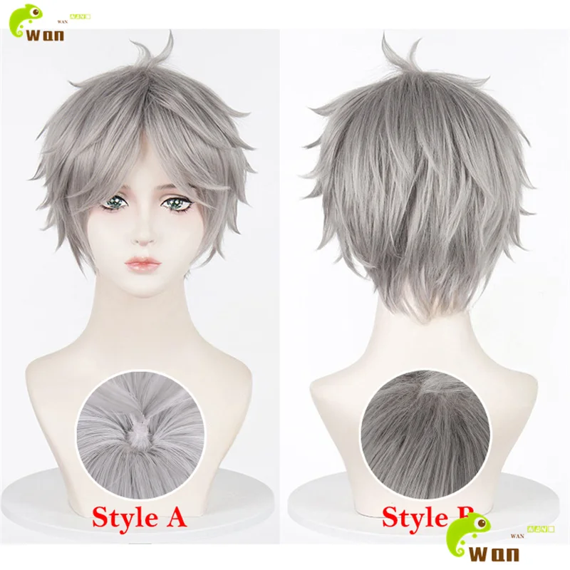 2 Styles Sugawara Koushi Cosplay Wig 30cm Grey Short Cosplay Anime Wigs Heat Resistant Synthetic Hair Halloween