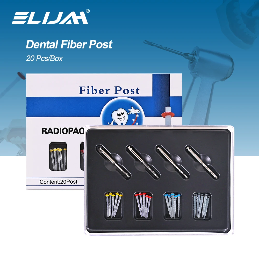 

ELIJAH 20Pcs/Bag Dental Fiber Post Quartz Glass Straight Screw for Dental Root Canal Restorative Dental Materials Oral Supplies
