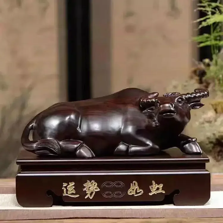 

Резное украшение в виде коровы из черного дерева, красное дерево, спящая корова, двенадцать знаков зодиака, крупный рогатый скот, небо, резные домашние ювелирные изделия из цельного дерева, поделки