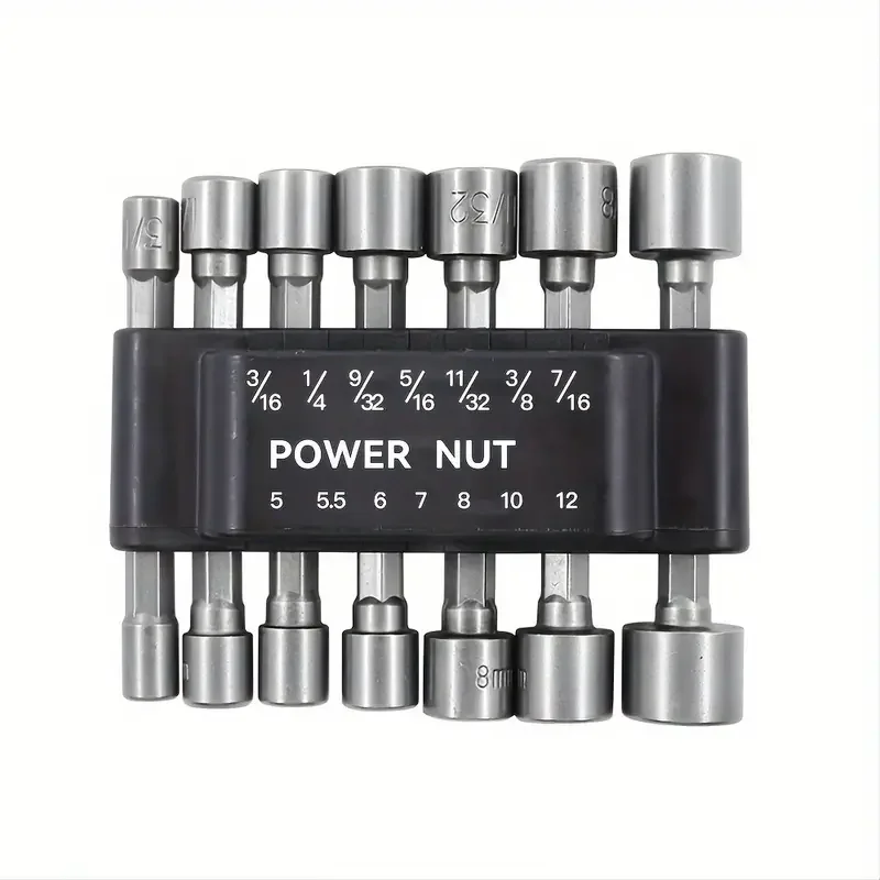 

14pcs Power Nuts Driver Drill Bit Tools Set Metric Socket Wrench Screw 1/4'' Driver Hex Keys