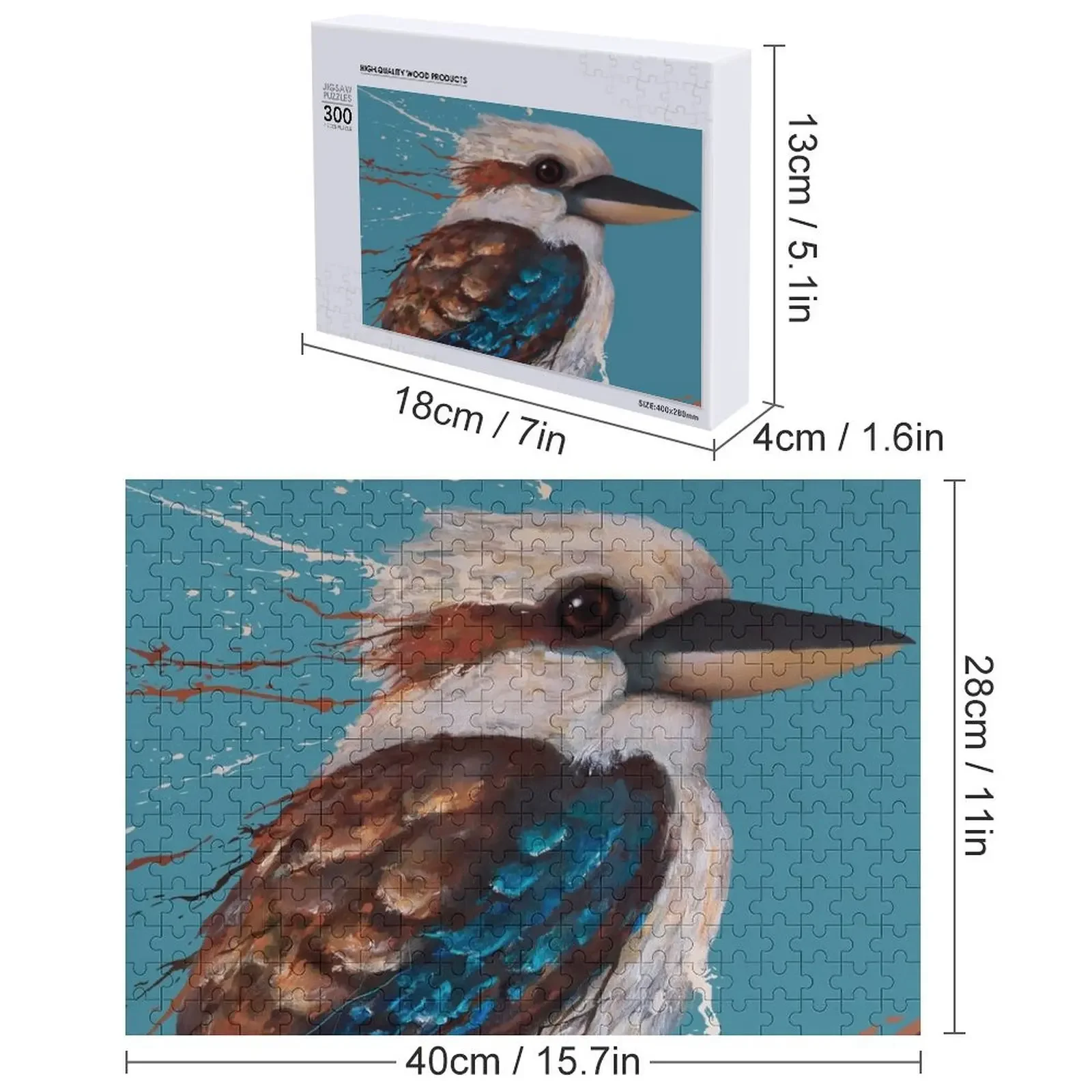 Kookaburra customizável madeira Jigsaw Puzzle, pinturas personalizadas, presente infantil