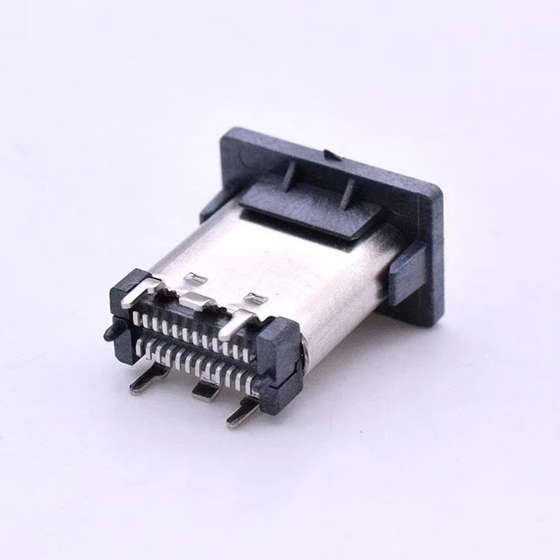 1pc USB3.1 TYPE C Female Socket 24P Charg Port Connector Patch 10.5mm Vertical Plug-in Board With Cover 4-Pin Straight Insertion