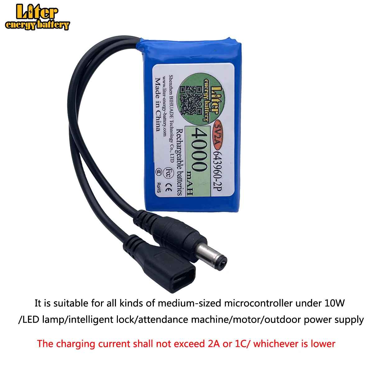 소형 마이크로 컨트롤러 지능형 잠금 LED 램프 전원 공급 장치, 4000mah 부스터 배터리, 4.8V Lipo 배터리, 5V 2A 643960-2P