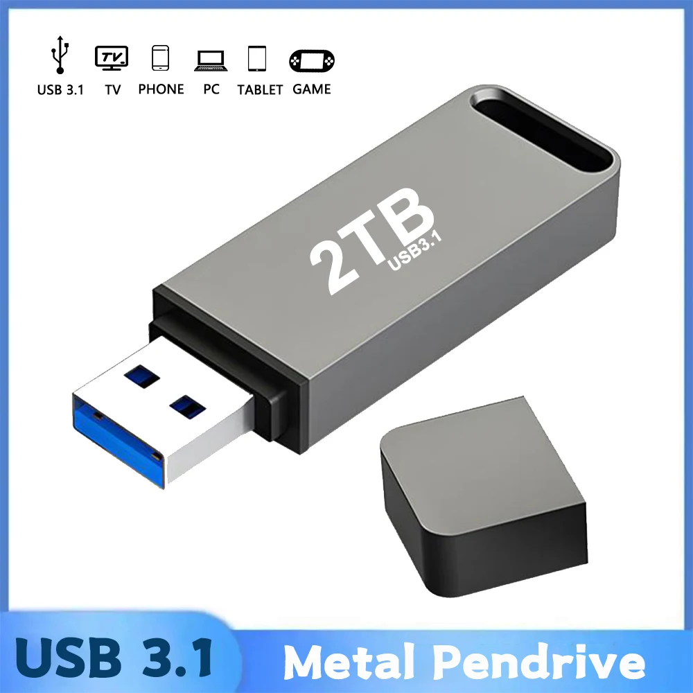 Diska lepas USB 2TB, Flash Drive logam 2TB USB 3.1 Cle USB Pen Drive memori USB 1TB File Transfer Waterproo USB Flash 64GB