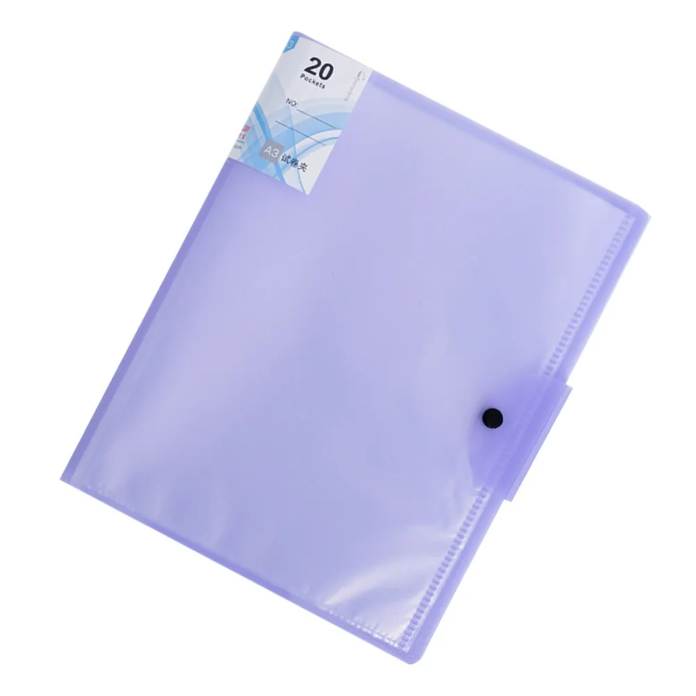 20 Pages A3 Transparent File Folder Examination Paper Holder Purple Large Capacity Report Organizer Display Cover Storage Binder view 4