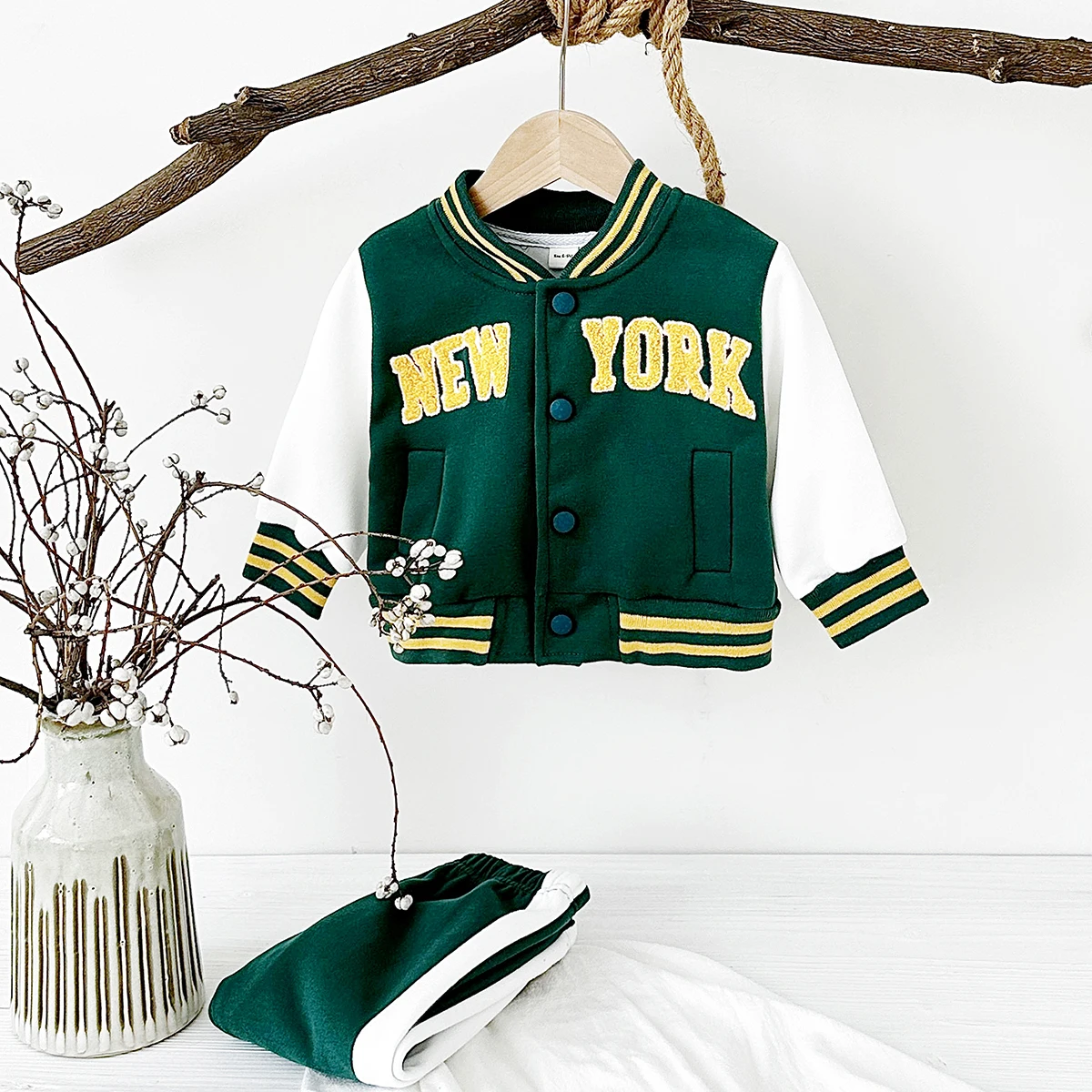 Fall Winter Thick Outerwear Newborns Baby Sets Infant Boys Girls Clothes Long Sleeved Sports Baseball Warm New York Jacket Coat