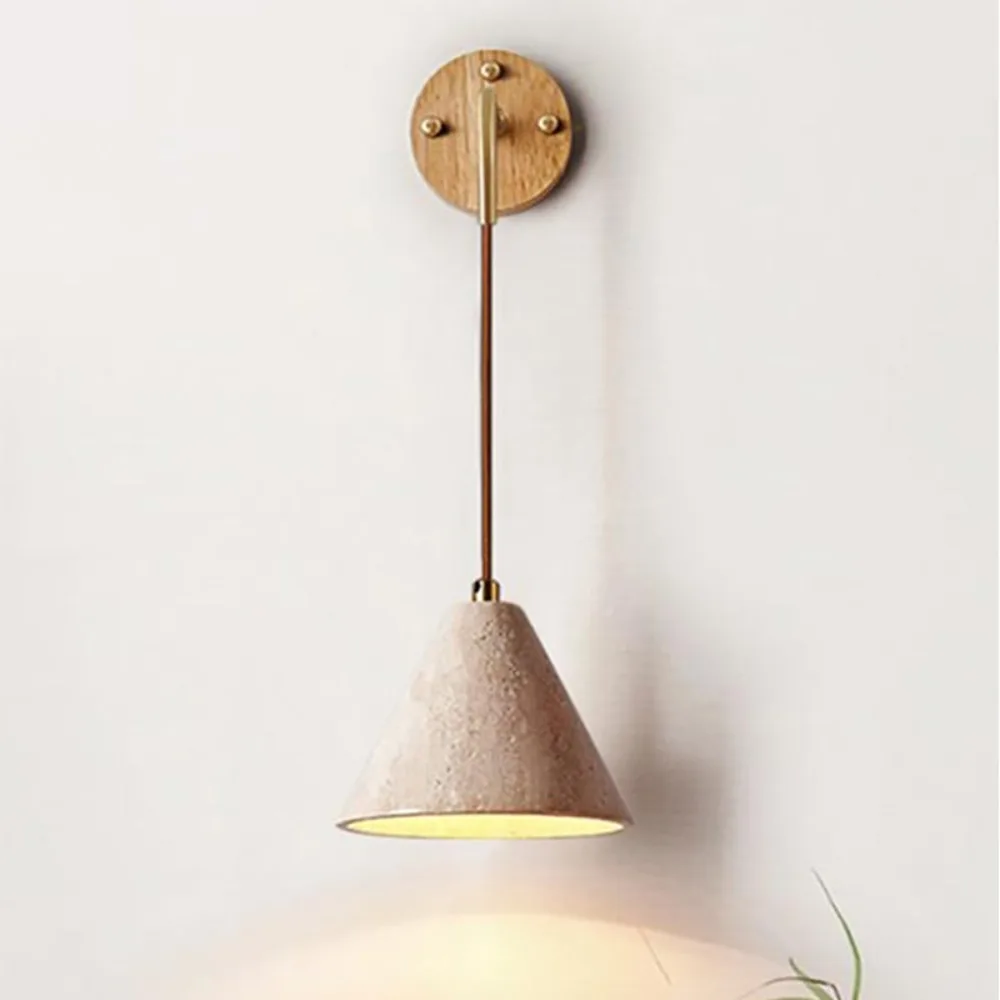

Wabi Sabi Hanging Travertine Wall Lamp Multicolored Stone Decor Sconce for Bedroom Bedside Living Room Home Homestay Hotel