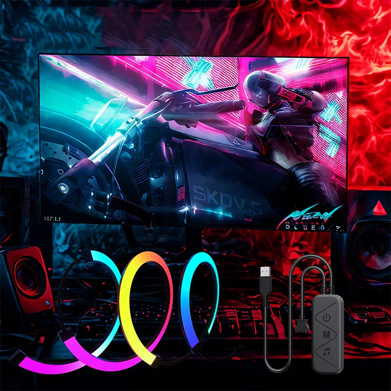 RGB Gaming Lights Strip Monitor Backlight LED Display Sync PC Atmosphere Screen APP Music Synchronization Decor Game Room Party