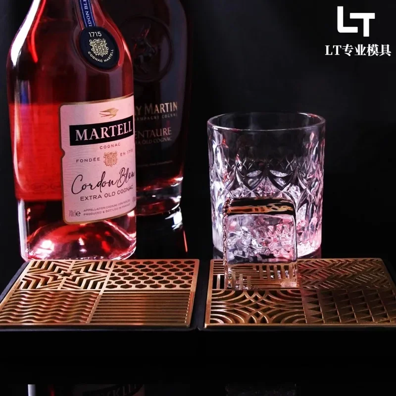 Bar ice copper plate ice cube carving texture Internet celebrity seal mold