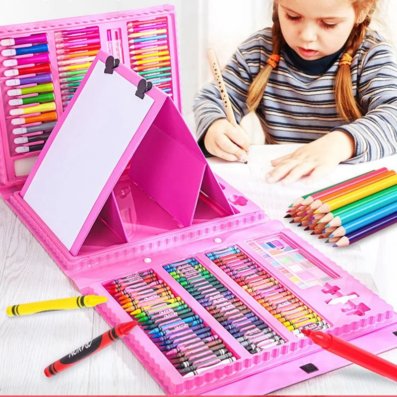 208 PCS Art Set Children Art Supplies Drawing Kit For Kids Artist Tools Beginners Art Box With Crayons Watercolor Pens