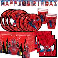 Spiderman Birthday Party Supplies Include Banners Tablecloth Cup Paper Plate  Napkins Balloon Cake Topper Decor
