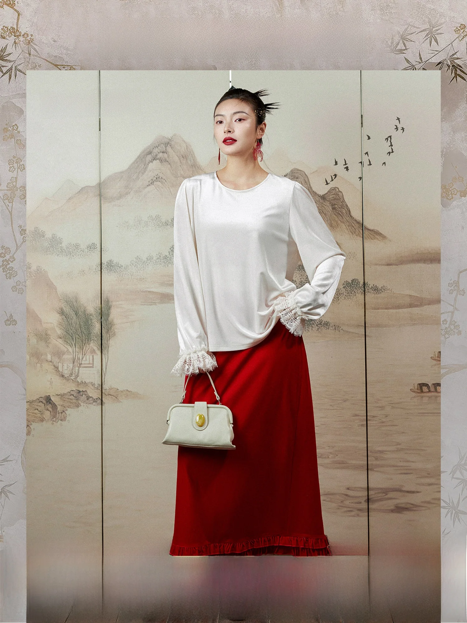 

Плюсмалл: Ретро-футболка из вельвета с эффектом хлопка, с вырезами и кружевной отделкой, круглый вырез, повседневная, зимняя, с длинным рукавом