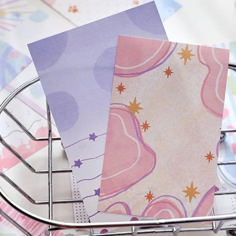 Decorative Memo Pad Note Block with Assorted Pattern Sheets for Desk Reminders, Journal Inserts, and Scrapbook Use F19E