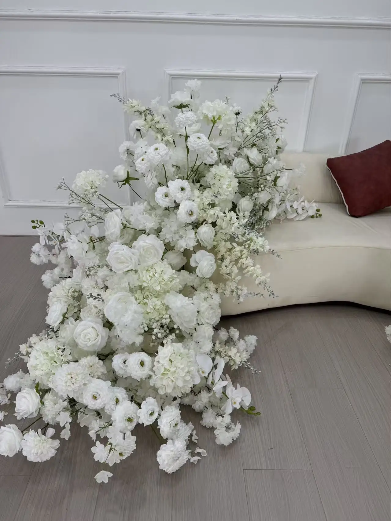 Hochzeits-Kunstblumenreihe, Blumenball, quadratischer Hornbogen, Dekoration, Schaufenster-Display, Heiratsantrag, Event, Blumenhintergrund, Kunstblumen – Detail 3