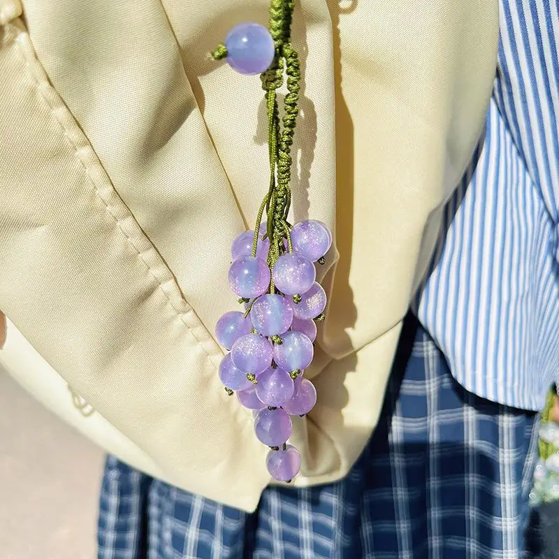 Gantungan Kunci Anggur Berubah Warna Paket Bahan Tenun Tangan DIY Manik-manik Gantungan Kunci Mobil Ransel Dekorasi Aksesori