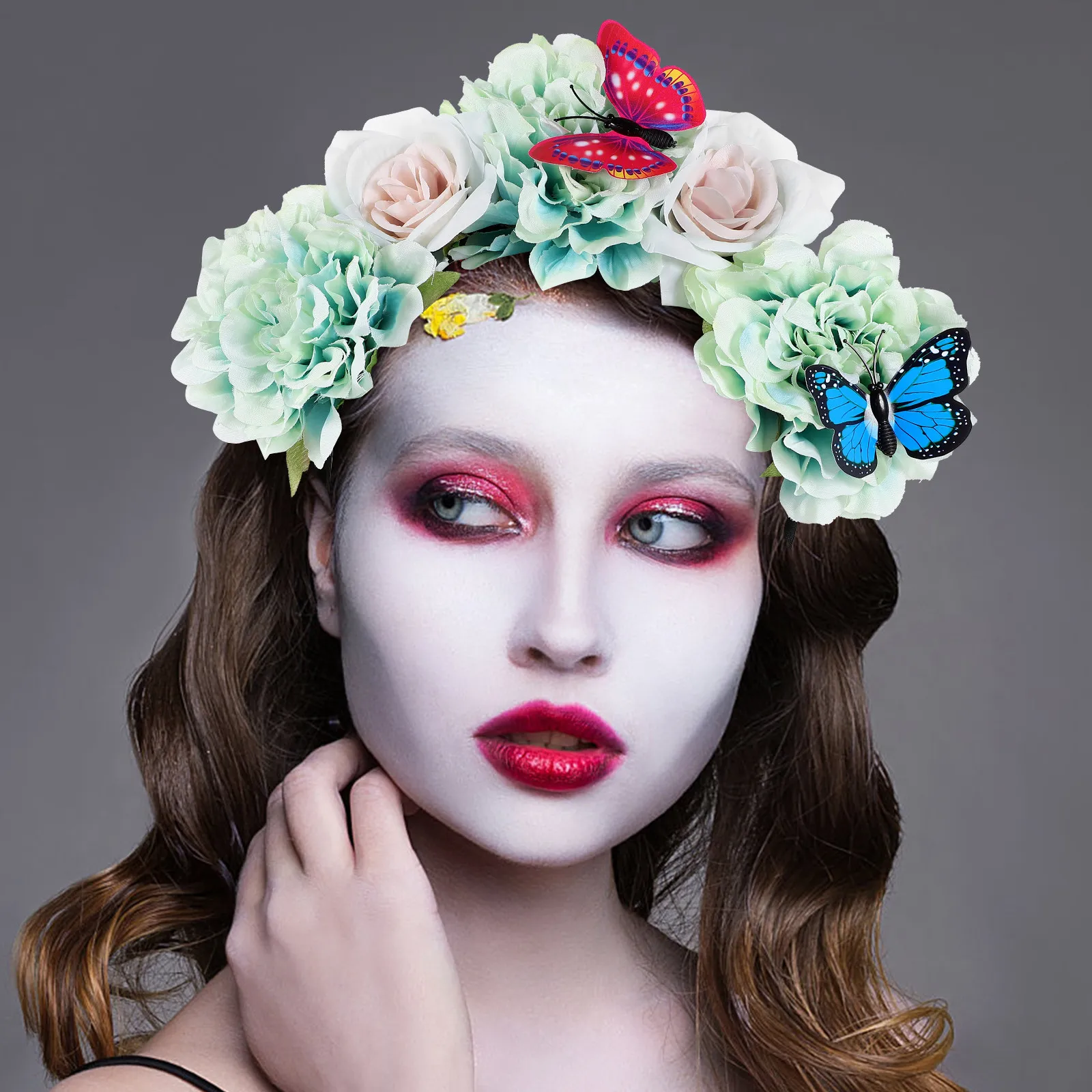 

Butterfly Headband Floral Simulated Flower Decorative Hairband for Women Party Wedding Prom Cosplay Headpiece Butterfly Hair