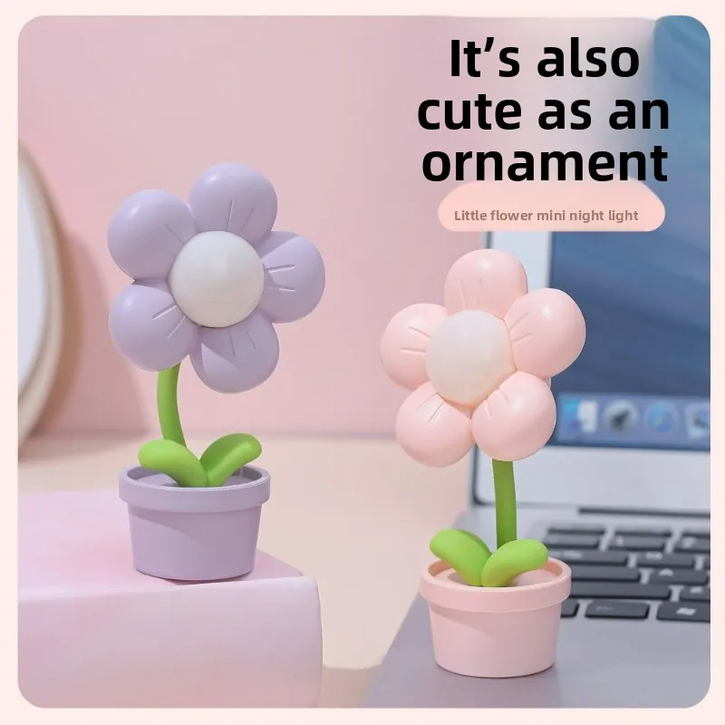 Flower-shaped Mini Table Lamp Creative Eye-Caring Warm Light Non-Glare Study Reading Lamp Romantic Qixi Festival Gift for Girls