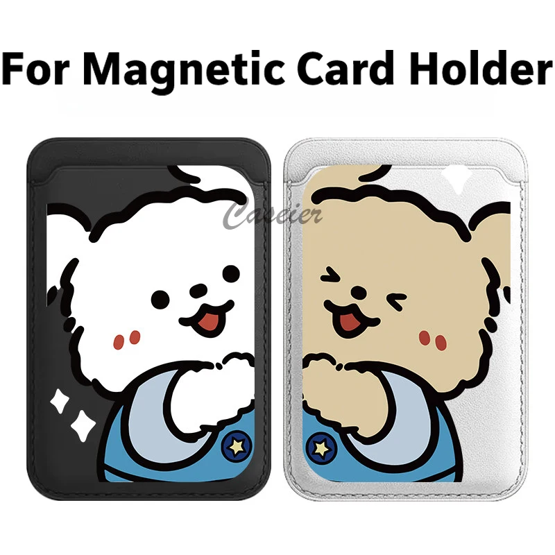 Niedliches Paar-Welpen-Design Magnetische Leder-Brieftasche für iPhone 15 16 17Pro Max für Samsung Galaxy S25 S24 Ultra Kartentasche Handy-Zubehör