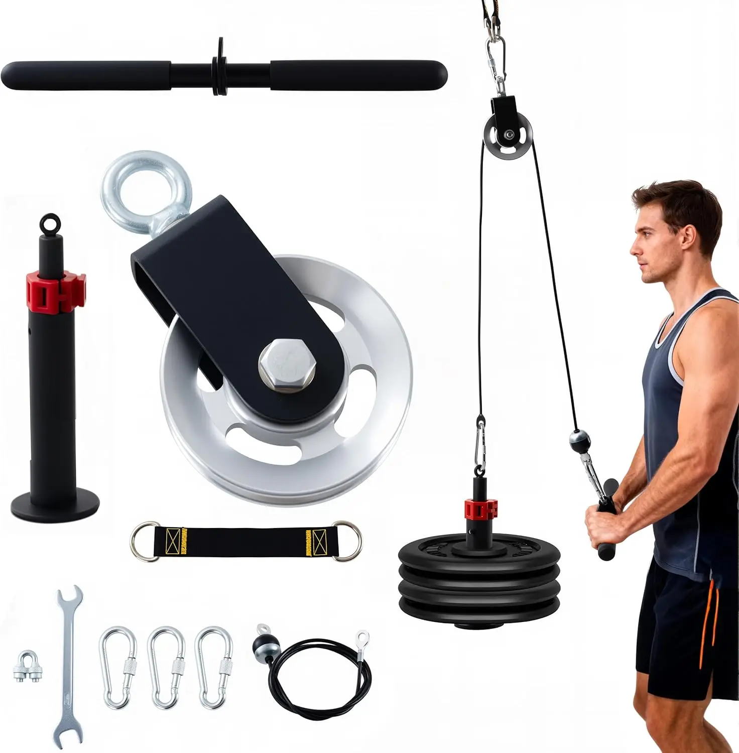 

360° Rotating Pulley System for Home Gym Cable Trainer - Biceps, Triceps, Back Workout