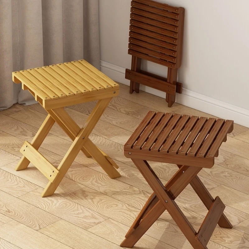 Folding Portable Bamboo Stool Children's Low Stool for Home Use Living Room Stool  Folding Chair Shoe-changing Stool New