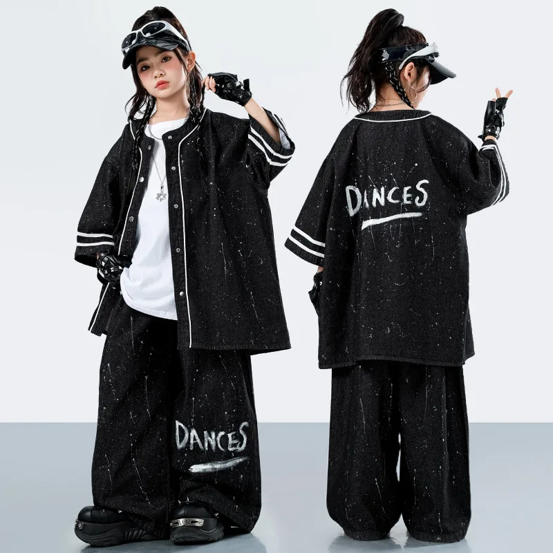 Children Hip Hop Jazz Streetwear Fashion Show Performance Clothes Boys Gilrs Shirts Baggy Pant Sets Costume Kids Tracksuits