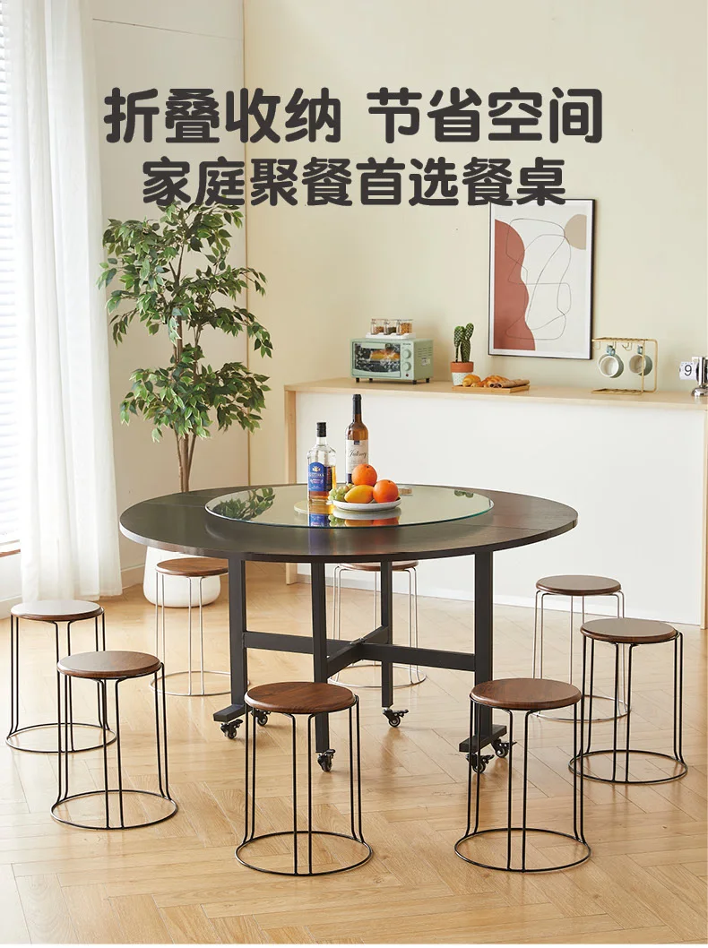 Folding table, dining table, household small unit, movable living room, dining table, space saving