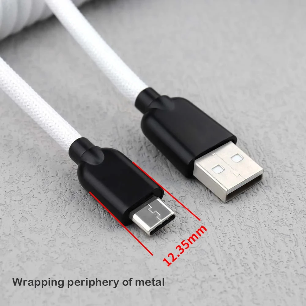 LANO Coiled Cable Type C Mini Xlr Aviator Flexible Keyboard Cables for Gaming PC with Aviation Connector Coiled Keyborad Cable