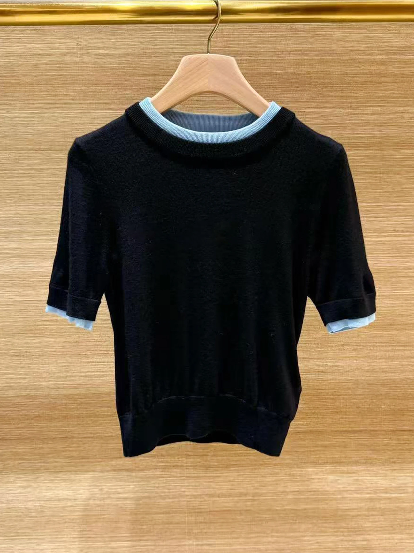 

Casual Versatile Knitted Top Women's T-irt Fake Two-Piece ort Sve round Ne Commute Sle Regular Fit Knitted Sweater