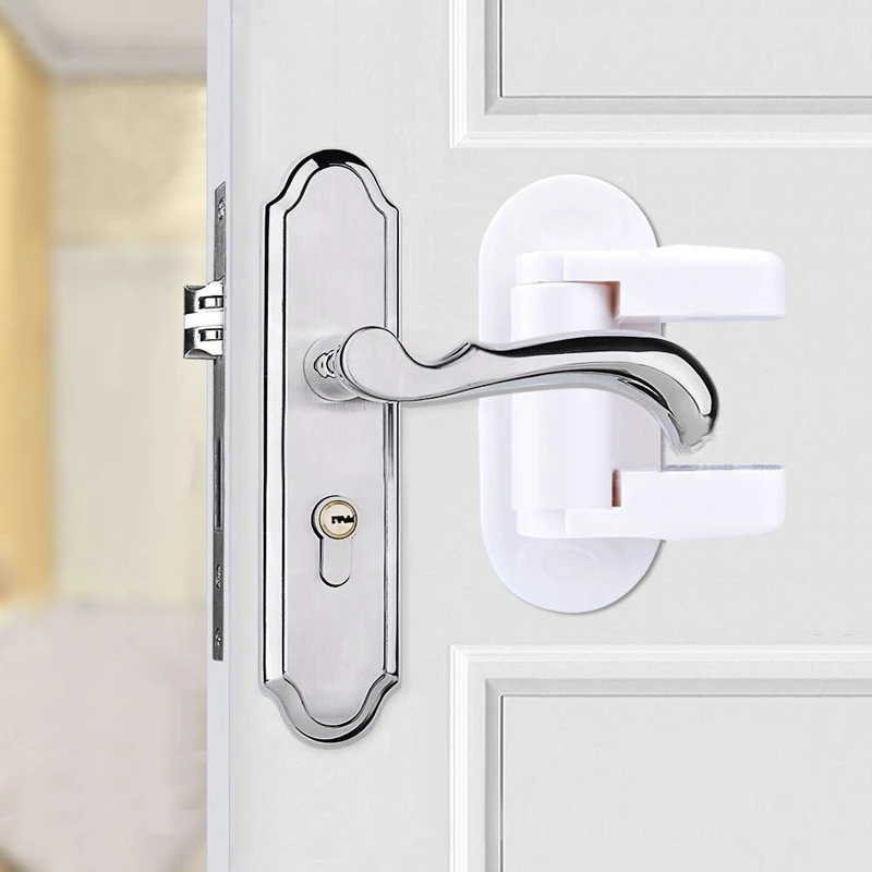 1/4pcs Door Lever Lock Anti-open Handle Child Baby Safety Locks Punch-free Multifunction Hidden Button Buckle Safety Lock Latch