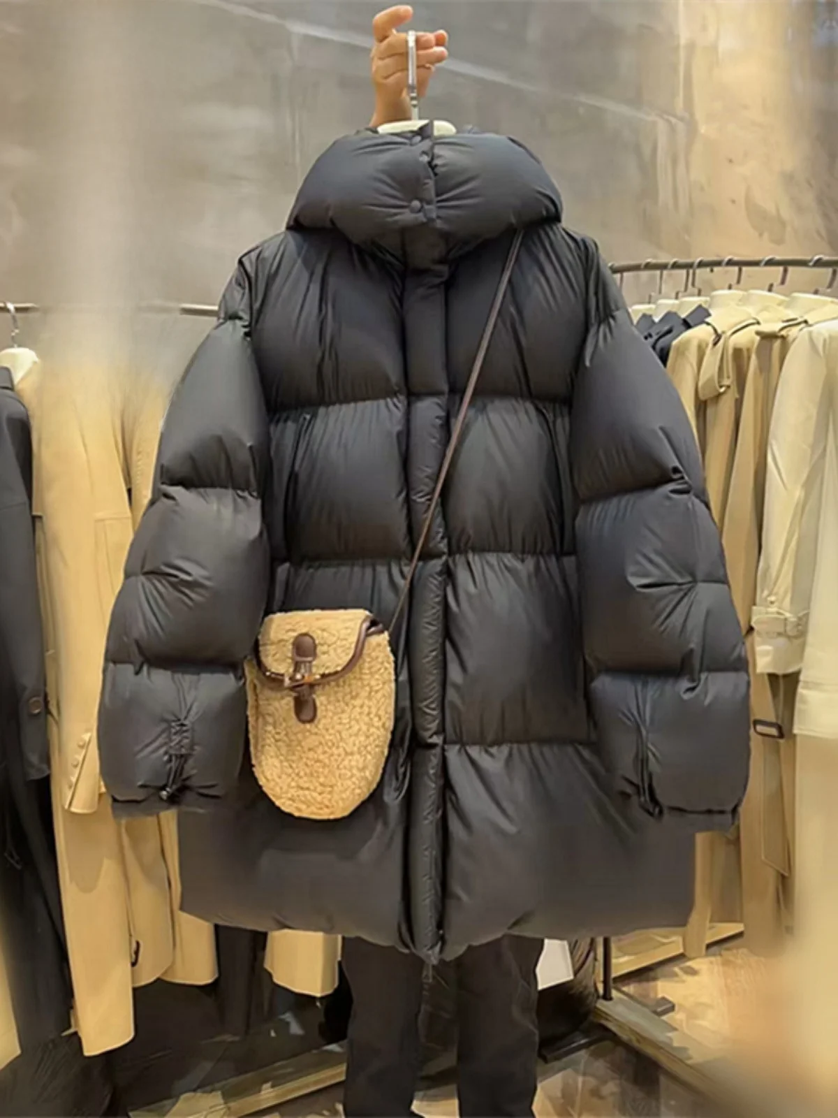 Dames witte ganzendons Jaet met capuchon Thiened Winter nieuwe collectie Koreaanse Sle Loose Fit ritssluiting lange Sve-jas