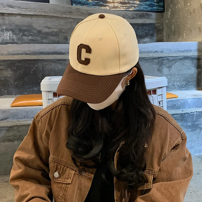 Color Blocking C Letters Duck Tongue Cap Sports Cap Baseball Men Women Spring Autumn Hundred Casual