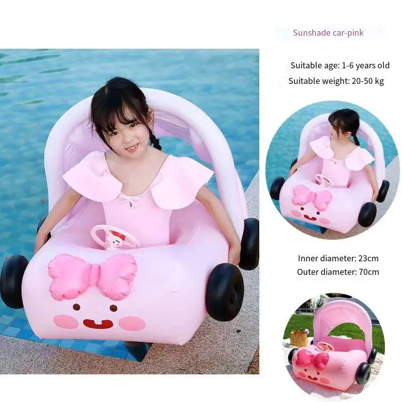 Baby Car Inflatable Pool Float Seat With Steering Wheel Infant Water Play Tube Swimming Ring Float Ring Swimming Pool Toys 1~5Y