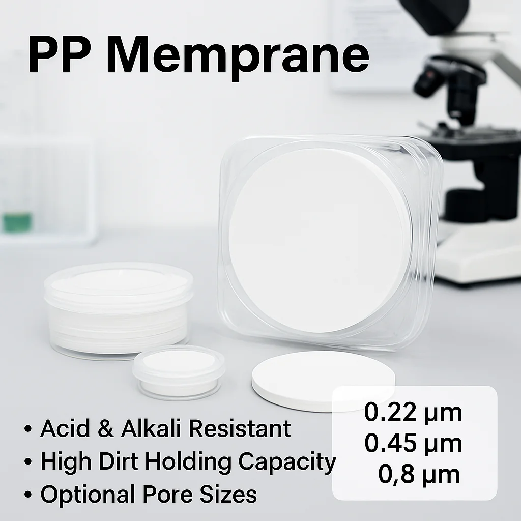 PP Filter Membrane Polypropylene Membrane Organic Solvent Resistance High Dirt Holding Capacity Micron Pore Size 0.45um 25mm