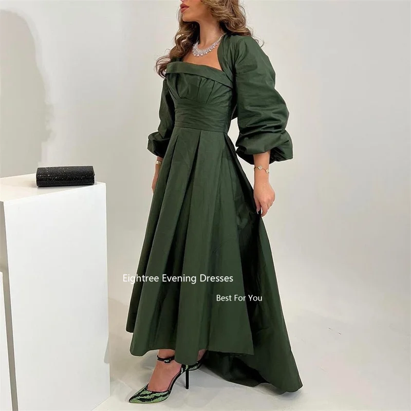 Eighree Abendkleider Dubai Prom Dresses Full Sleeves Stain Vintage Pleat Robes De Soirée Long Evening Party Dresses Custom Made