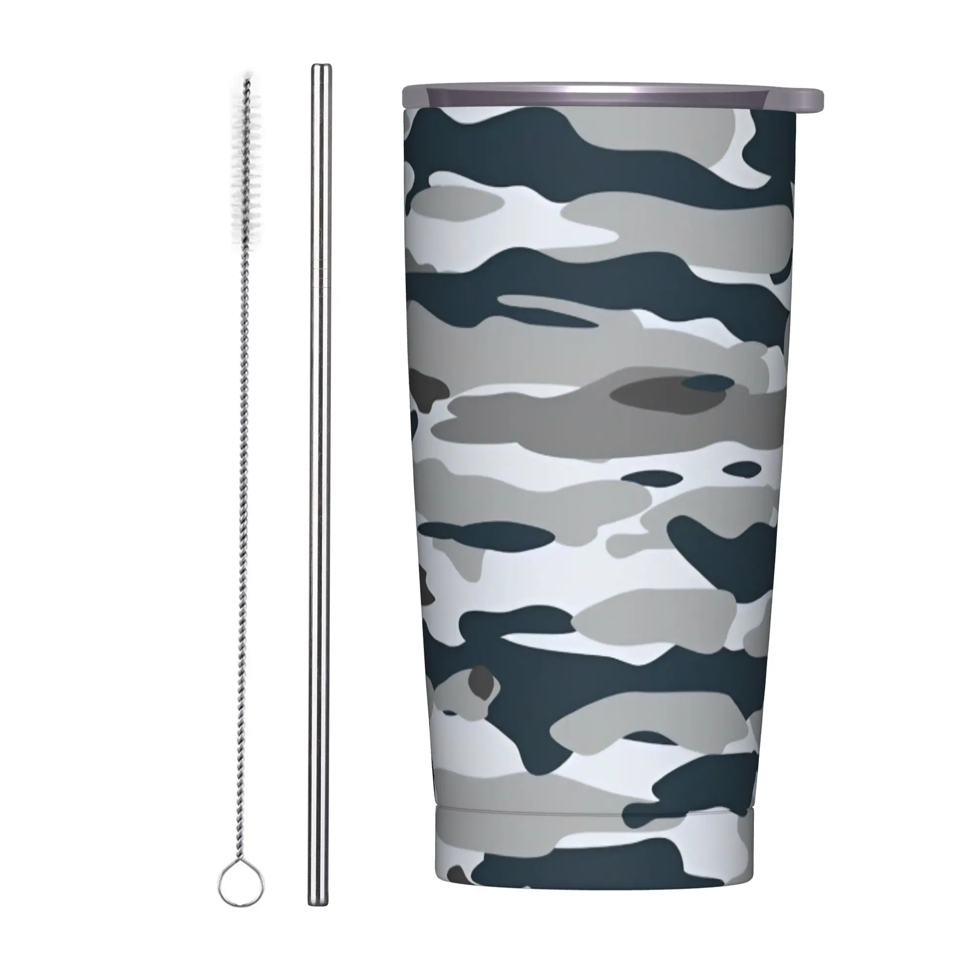 Camouflage Tumbler gray Hot Drinks Water Bottle Portable Stainless Steel Thermal Mug Graphic Travel Mugs Cup