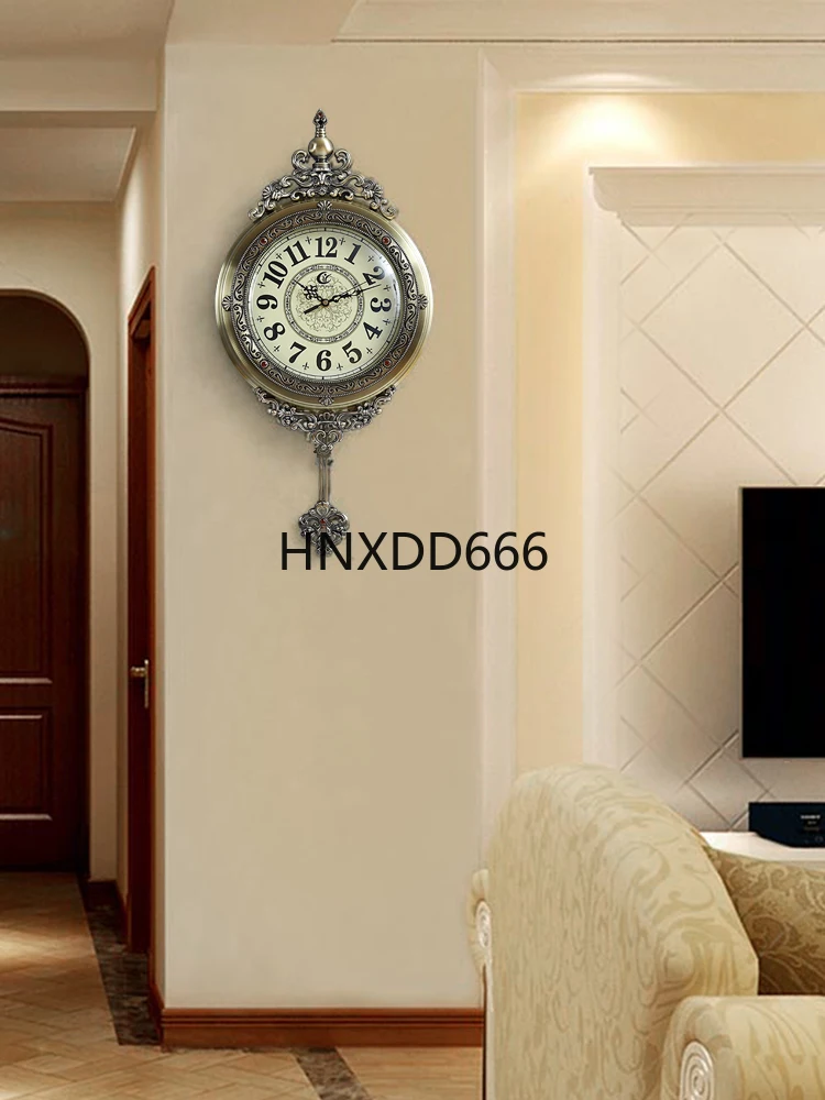 

Европейские ретро легкие роскошные настенные часы для гостиной, продвинутые настенные часы