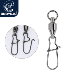 DNDYUJU 5/10PCS Fishing Accessories Connector Pin Bearing Rolling With Hooked Swivel Stainless Steel Snap Fishhook Lure