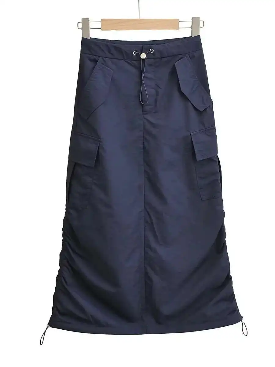 아메리칸 스타일 스파이시 걸 초가을 디자인 감각 사파리 스타일 스커트 여성 하이 웨이스트 캐주얼 루즈 래핑 힙 스커트 SFCO